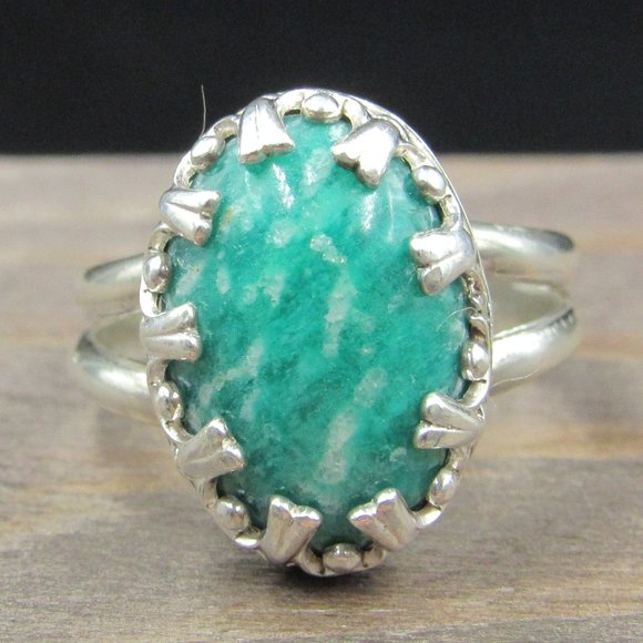 Jewelry - Size 7 Sterling Silver Amazonite Stone Band Ring